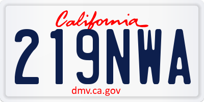 CA license plate 219NWA