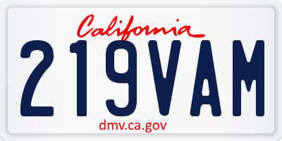 CA license plate 219VAM