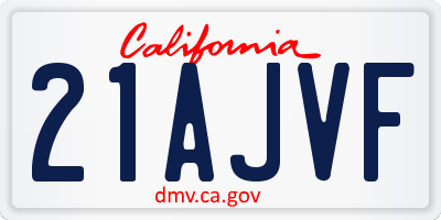 CA license plate 21AJVF