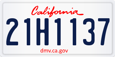 CA license plate 21H1137