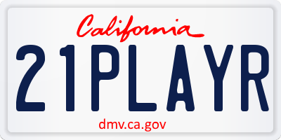 CA license plate 21PLAYR