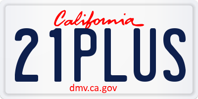 CA license plate 21PLUS