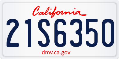 CA license plate 21S6350