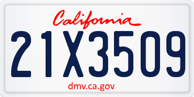 CA license plate 21X3509