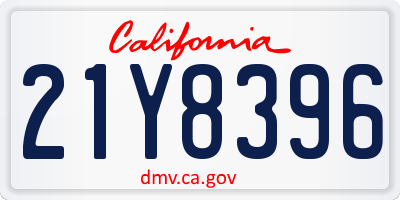 CA license plate 21Y8396