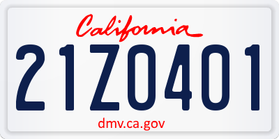 CA license plate 21Z0401