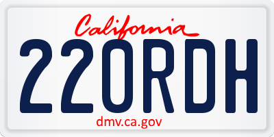 CA license plate 220RDH