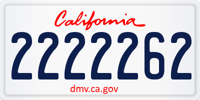 CA license plate 2222262