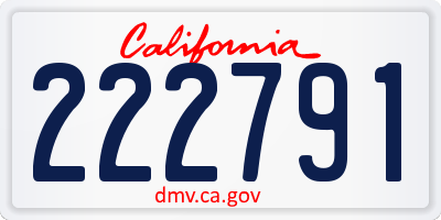 CA license plate 222791