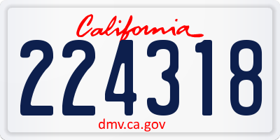 CA license plate 224318