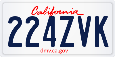 CA license plate 224ZVK