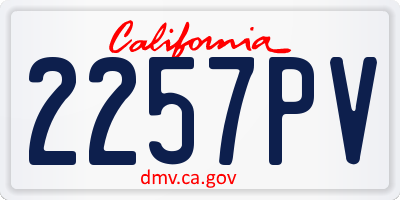 CA license plate 2257PV