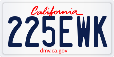 CA license plate 225EWK