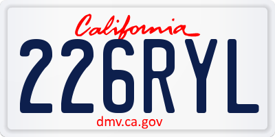 CA license plate 226RYL