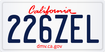 CA license plate 226ZEL