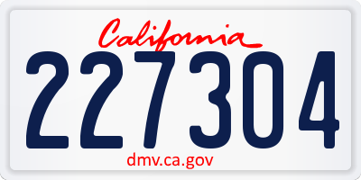 CA license plate 227304