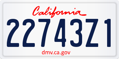 CA license plate 22743Z1