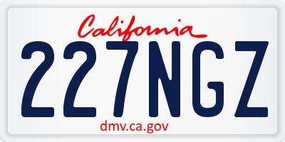 CA license plate 227NGZ