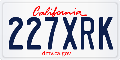 CA license plate 227XRK