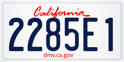 CA license plate 2285E1