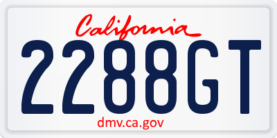 CA license plate 2288GT