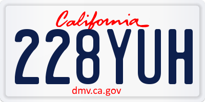 CA license plate 228YUH