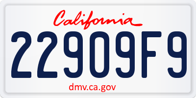 CA license plate 22909F9