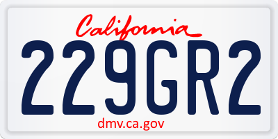 CA license plate 229GR2