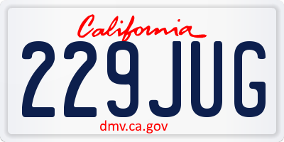 CA license plate 229JUG