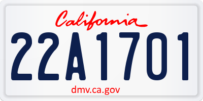 CA license plate 22A1701