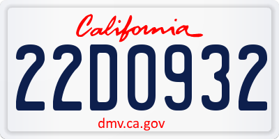 CA license plate 22D0932