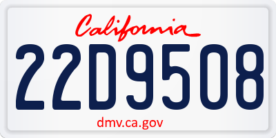 CA license plate 22D9508