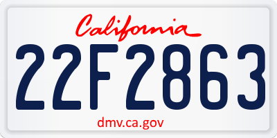 CA license plate 22F2863