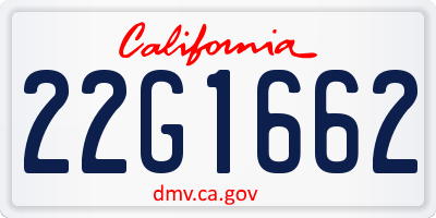 CA license plate 22G1662