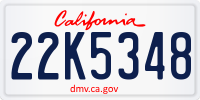 CA license plate 22K5348