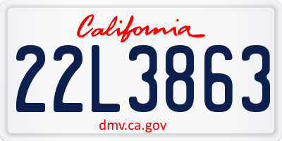 CA license plate 22L3863