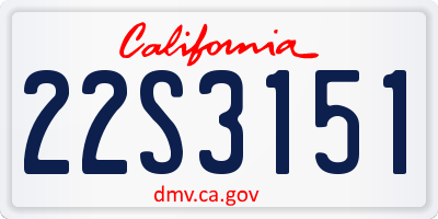 CA license plate 22S3151