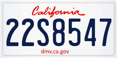 CA license plate 22S8547