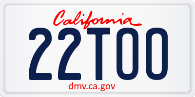 CA license plate 22TOO