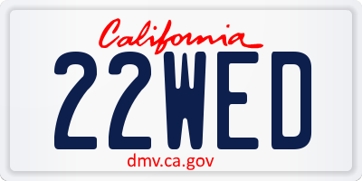 CA license plate 22WED