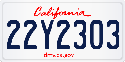 CA license plate 22Y2303