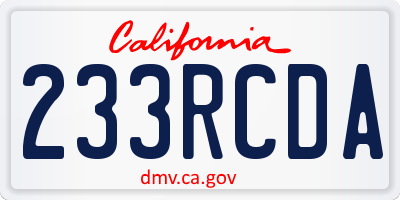 CA license plate 233RCDA