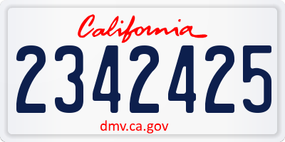 CA license plate 2342425