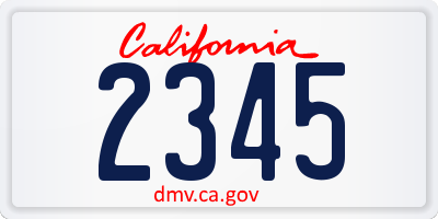 CA license plate 2345