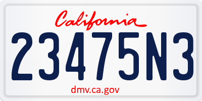 CA license plate 23475N3