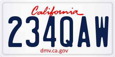 CA license plate 234QAW