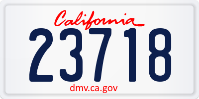 CA license plate 23718