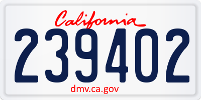 CA license plate 239402