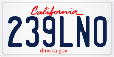 CA license plate 239LNO