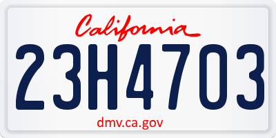 CA license plate 23H4703